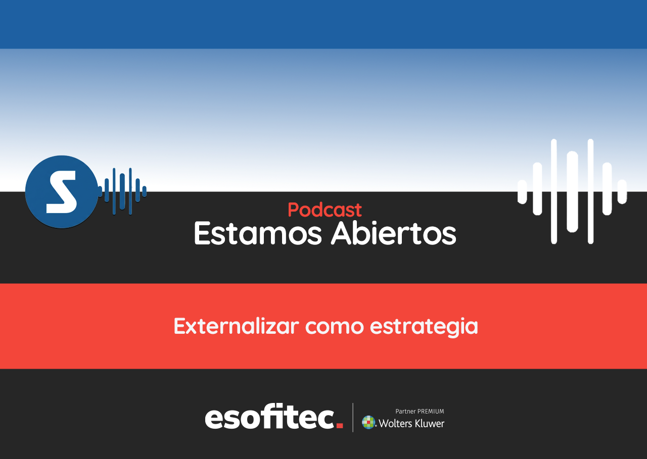 Portada caratula podcast externalizacion de servicios de recursos humanos. Estamos abiertos podcast de rrhh de Segre y Esofitec