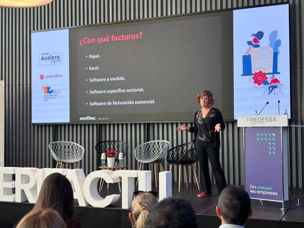 Demostración técnica de Esofitec sobre facturación electrónica y Verifactu en la jornada de Reus.