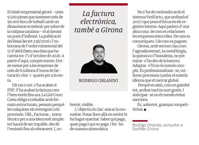 La factura electrònica també arriba a Girona